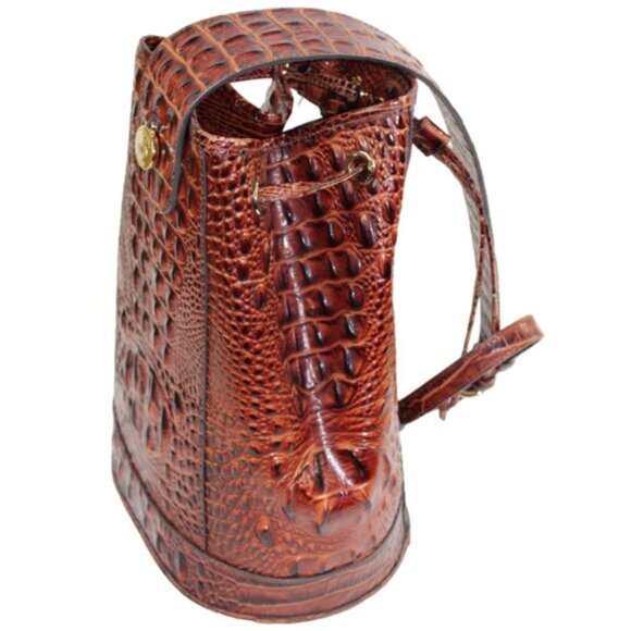 Brahmin Allie Pecan Melbourne Croc Embossed Sling Backpack - Picture 3 of 12